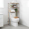 Costway Over The Toilet Storage Rack 3-Tier Pine Wood Bathroom Organizer w/ Open Shelves