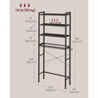Mueble Organizador para Inodoro, Organizador de Baño sobre Inodoro con Estantes Ajustables y Cesta, Soporte para Secador de Pelo, 3 Ganchos