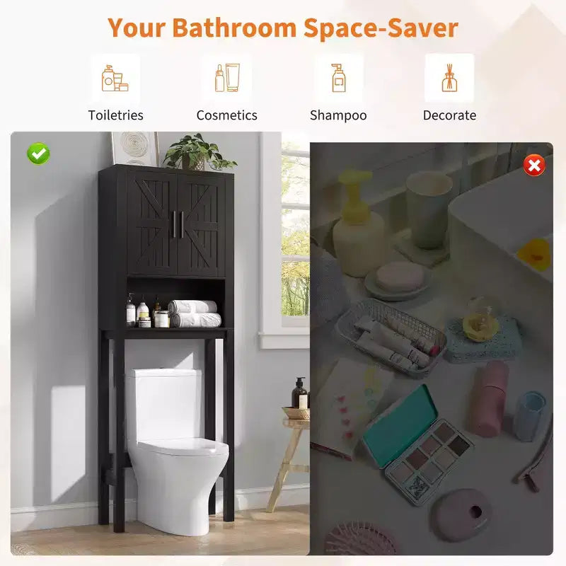 Armario sobre inodoro, organizador de almacenamiento para baño, estante para inodoro con balda abierta, estantería de pie para inodoro para baño, aseo, lavandería