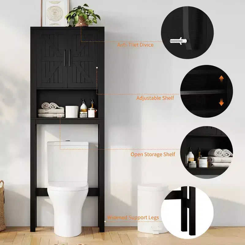 Armario sobre inodoro, organizador de almacenamiento para baño, estante para inodoro con balda abierta, estantería de pie para inodoro para baño, aseo, lavandería