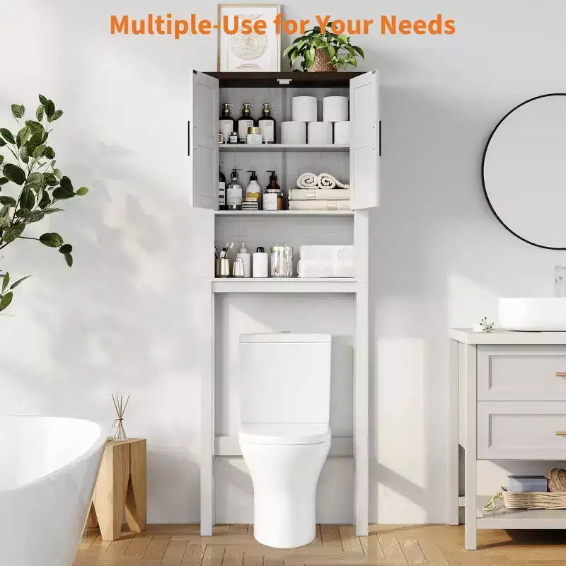 Armario sobre inodoro, organizador de almacenamiento para baño, estante para inodoro con balda abierta, estantería de pie para inodoro para baño, aseo, lavandería