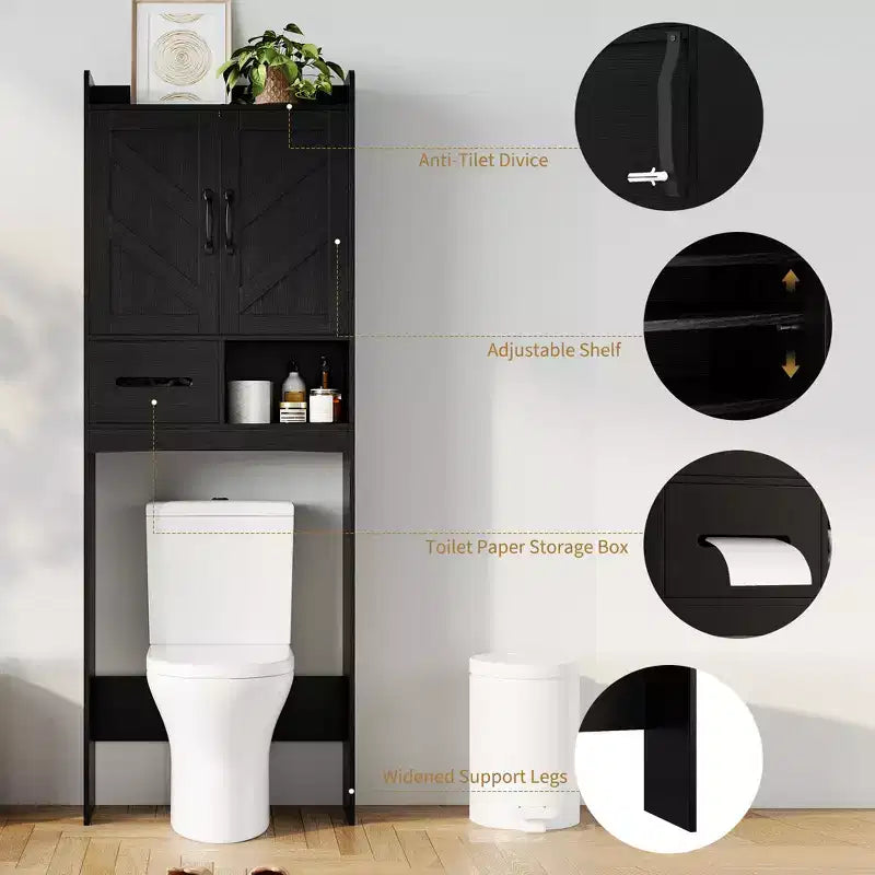 Armario sobre inodoro, organizador de almacenamiento para baño, estante para inodoro con balda abierta, estantería de pie para inodoro para baño, aseo, lavandería