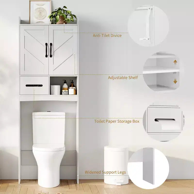 Armario sobre inodoro, organizador de almacenamiento para baño, estante para inodoro con balda abierta, estantería de pie para inodoro para baño, aseo, lavandería
