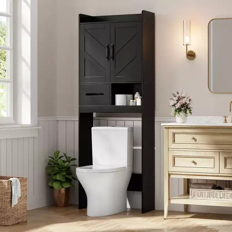 Armario sobre inodoro, organizador de almacenamiento para baño, estante para inodoro con balda abierta, estantería de pie para inodoro para baño, aseo, lavandería