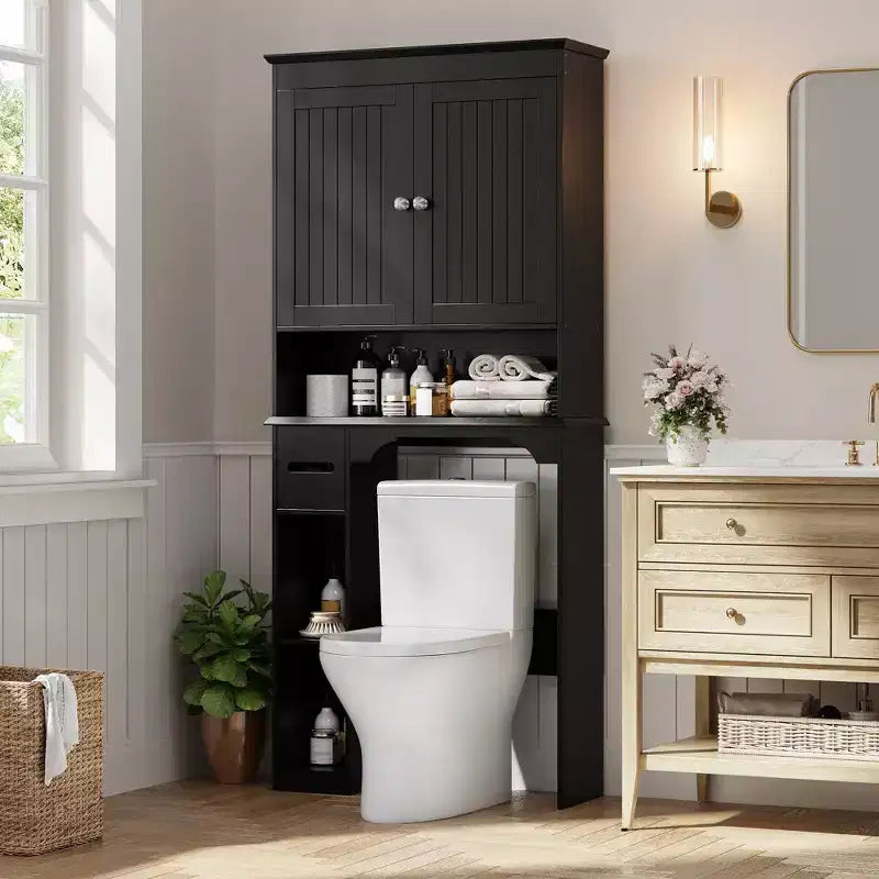 Armario sobre inodoro, organizador de almacenamiento para baño, estante para inodoro con balda abierta, estantería de pie para inodoro para baño, aseo, lavandería