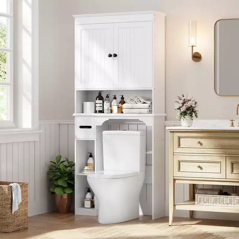 Armario sobre inodoro, organizador de almacenamiento para baño, estante para inodoro con balda abierta, estantería de pie para inodoro para baño, aseo, lavandería