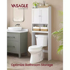 Mueble de Almacenamiento para Inodoro, Armario de Baño con Puertas, Estantes Ajustables, Ahorra Espacio, 7.9 x 24.6 x 70 Pulgadas, Blanco Nube