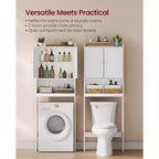 Mueble de Almacenamiento para Inodoro, Armario de Baño con Puertas, Estantes Ajustables, Ahorra Espacio, 7.9 x 24.6 x 70 Pulgadas, Blanco Nube