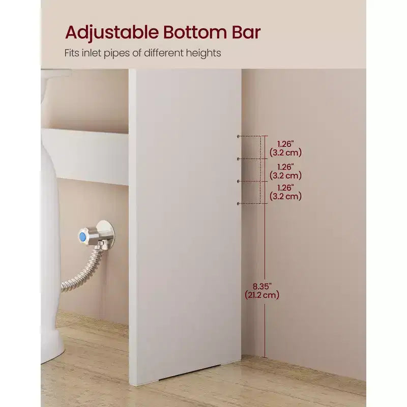 Mueble de Almacenamiento para Inodoro, Armario de Baño con Puertas, Estantes Ajustables, Ahorra Espacio, 7.9 x 24.6 x 70 Pulgadas, Blanco Nube