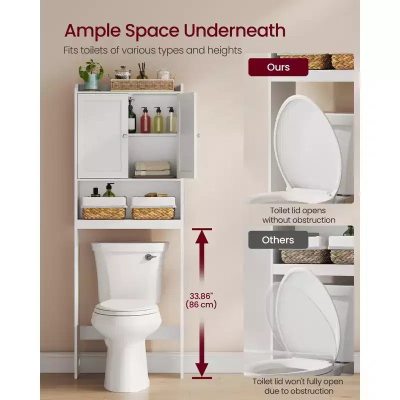 Mueble de Almacenamiento para Inodoro, Armario de Baño con Puertas, Estantes Ajustables, Ahorra Espacio, 7.9 x 24.6 x 70 Pulgadas, Blanco Nube