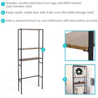 Estantería de baño tipo Etagere de 3 estantes de hierro y chapa, sobre el inodoro, ahorradora de espacio - Teca