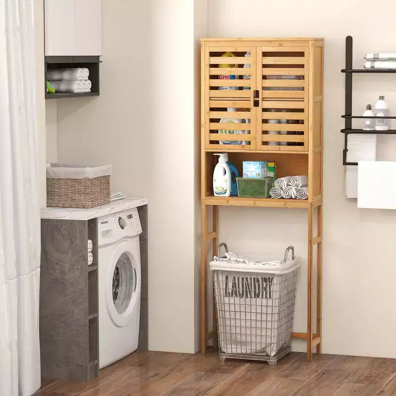 Organizador alto de bambú para baño, estante de almacenamiento sobre el inodoro, ahorra espacio