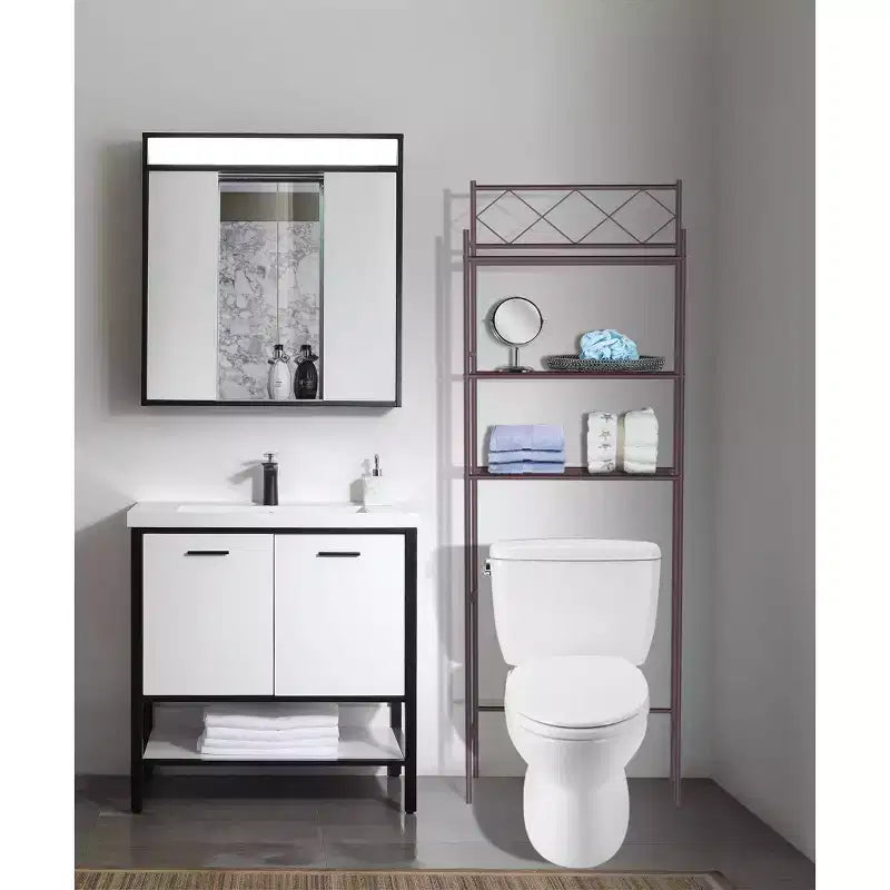 Estante metálico organizador para baño sobre el inodoro