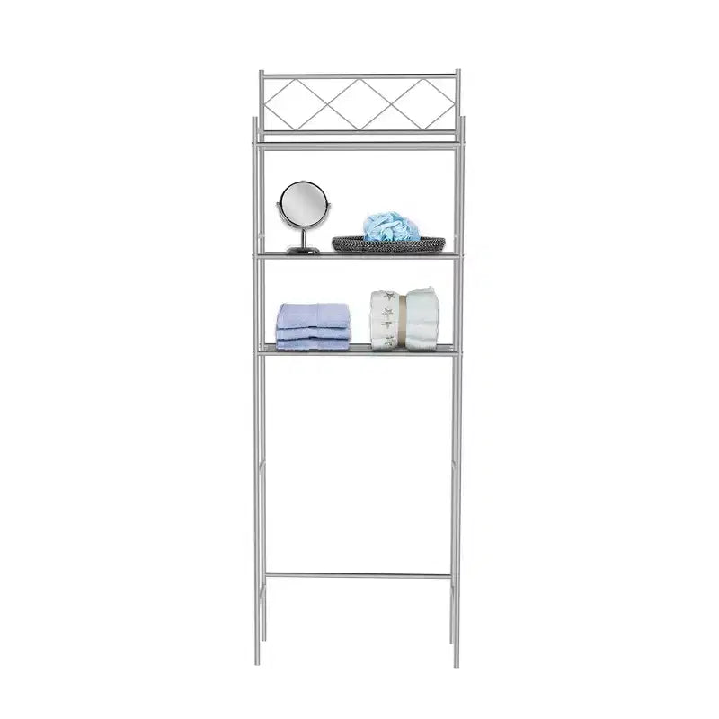 Estante metálico organizador para baño sobre el inodoro