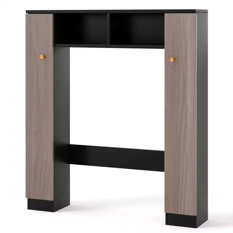 Mueble de almacenamiento sobre inodoro con doble puerta, organizador de almacenamiento de baño sobre inodoro, natural/blanco