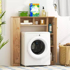 Mueble de almacenamiento sobre inodoro con doble puerta, organizador de almacenamiento de baño sobre inodoro, natural/blanco