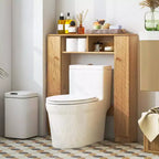 Mueble de almacenamiento sobre inodoro con doble puerta, organizador de almacenamiento de baño sobre inodoro, natural/blanco
