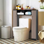 Mueble de almacenamiento sobre inodoro con doble puerta, organizador de almacenamiento de baño sobre inodoro, natural/blanco