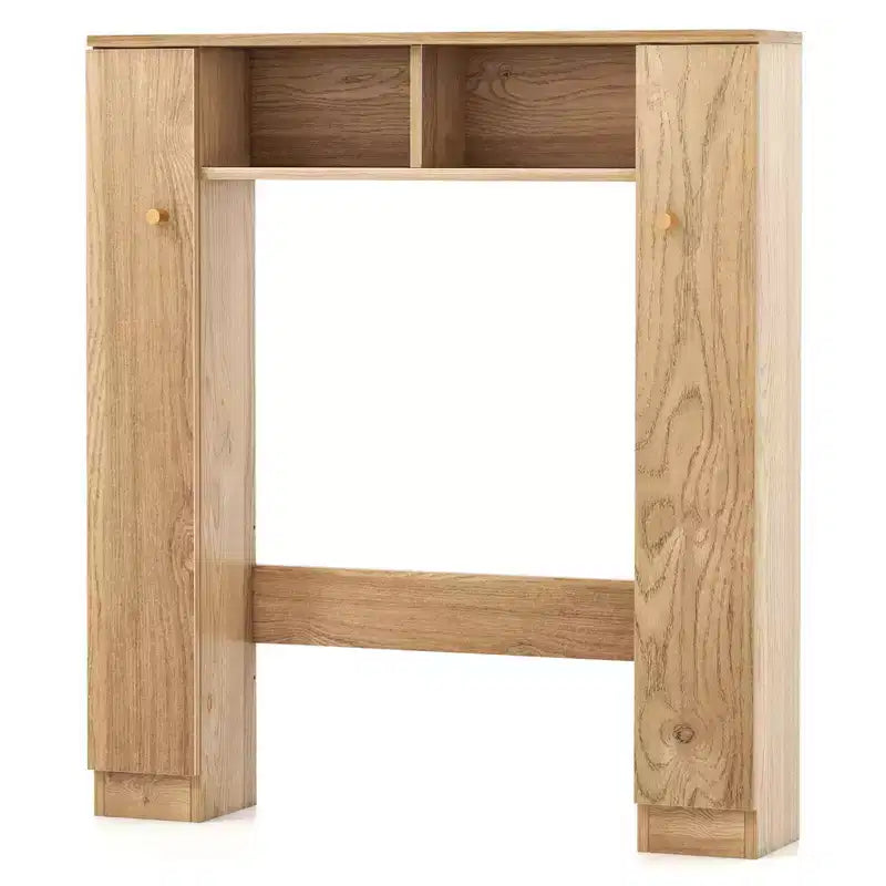 Mueble de almacenamiento sobre inodoro con doble puerta, organizador de almacenamiento de baño sobre inodoro, natural/blanco