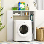 Mueble de almacenamiento sobre inodoro con doble puerta, organizador de almacenamiento de baño sobre inodoro, natural/blanco