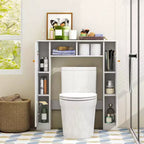Mueble de almacenamiento sobre inodoro con doble puerta, organizador de almacenamiento de baño sobre inodoro, natural/blanco