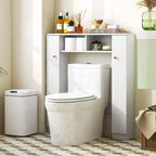 Mueble de almacenamiento sobre inodoro con doble puerta, organizador de almacenamiento de baño sobre inodoro, natural/blanco