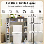 Mueble de almacenamiento sobre inodoro con doble puerta, organizador de almacenamiento de baño sobre inodoro, natural/blanco