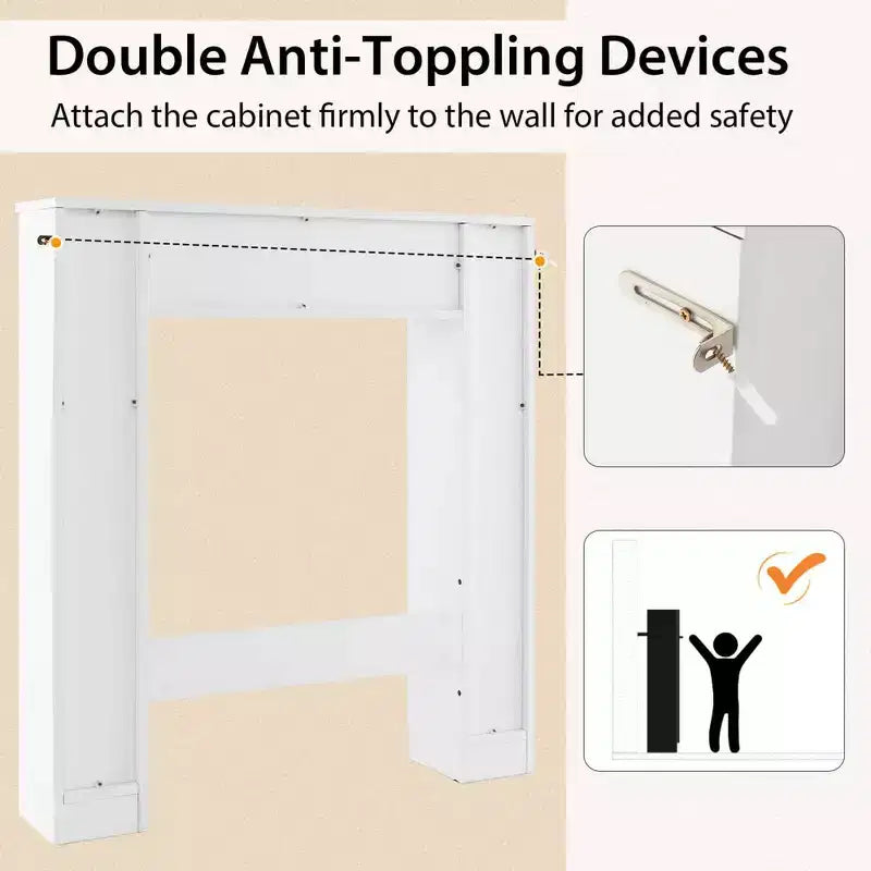 Mueble de almacenamiento sobre inodoro con doble puerta, organizador de almacenamiento de baño sobre inodoro, natural/blanco