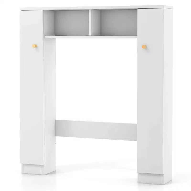 Mueble de almacenamiento sobre inodoro con doble puerta, organizador de almacenamiento de baño sobre inodoro, natural/blanco