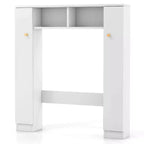 Mueble de almacenamiento sobre inodoro con doble puerta, organizador de almacenamiento de baño sobre inodoro, natural/blanco