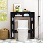 Mueble de almacenamiento sobre inodoro con doble puerta, organizador de almacenamiento de baño sobre inodoro, natural/blanco