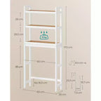 Organizador de baño de 3 niveles para colocar sobre el inodoro con estante ajustable, se adapta a la mayoría de los inodoros, color blanco nube y beige natural