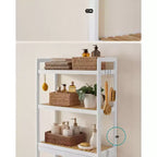 Organizador de baño de 3 niveles para colocar sobre el inodoro con estante ajustable, se adapta a la mayoría de los inodoros, color blanco nube y beige natural
